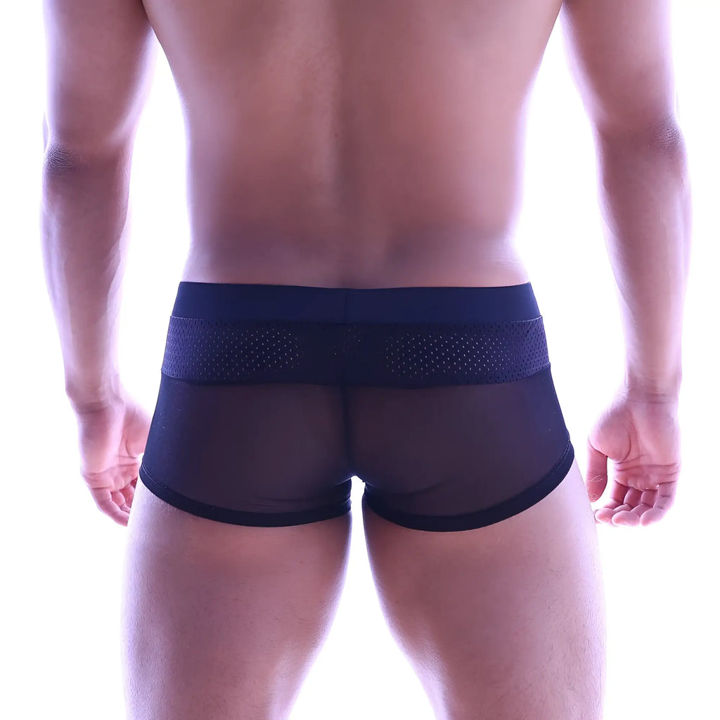 Metro male wear sencillo trunk black mesh briefs with perforated waistband for comfortable everyday wear