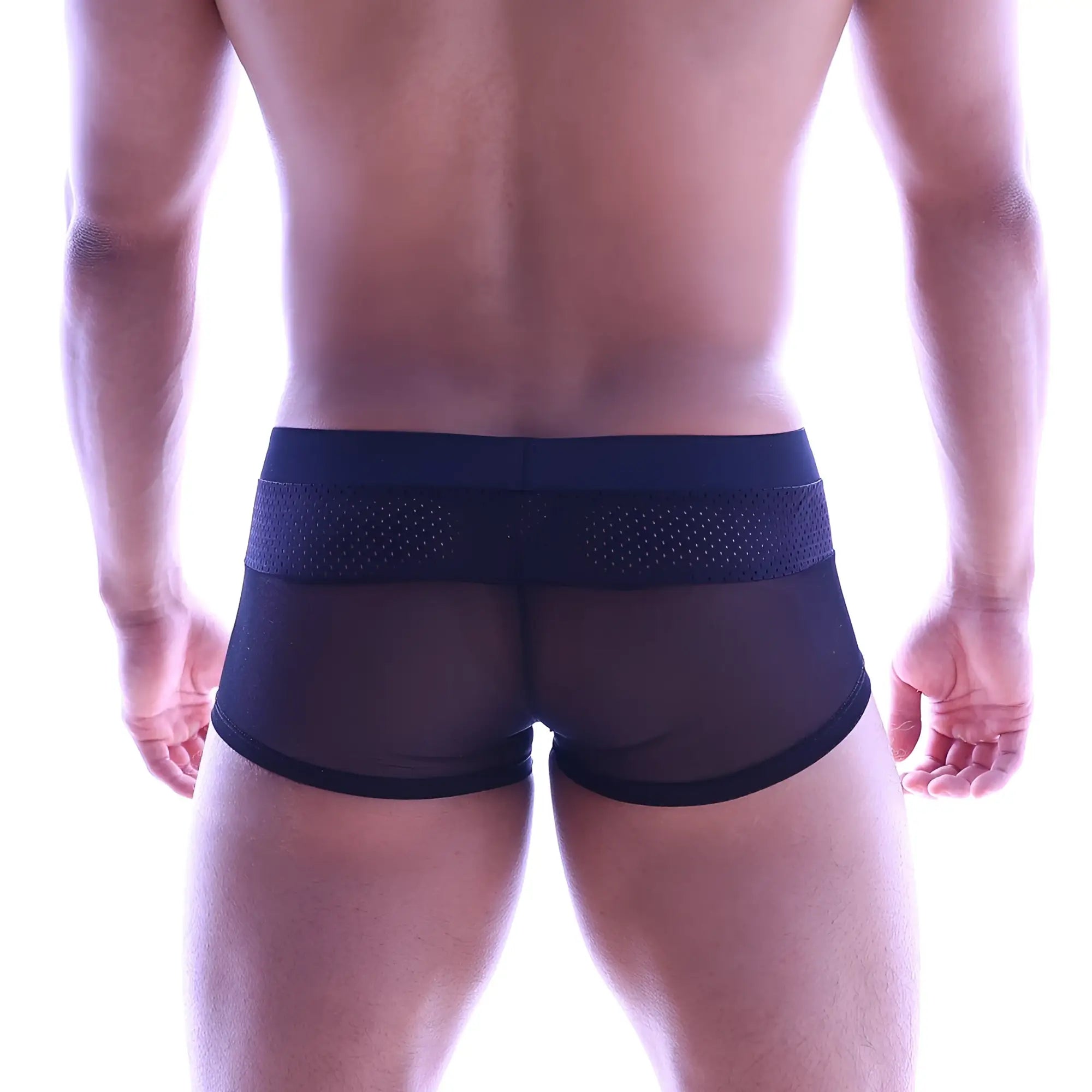 Metro male wear sencillo trunk black mesh briefs with perforated waistband for comfortable everyday wear