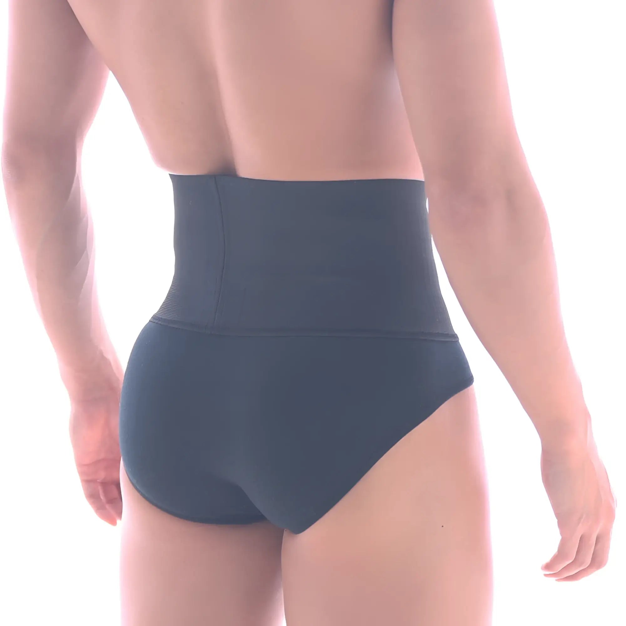 Dark gray high-waisted metro male wear shaper hip brief with smooth form-fitting design for men