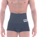 Black metroMalewear shaper hip trunk boxer briefs with high waist and white logo patch on waistband