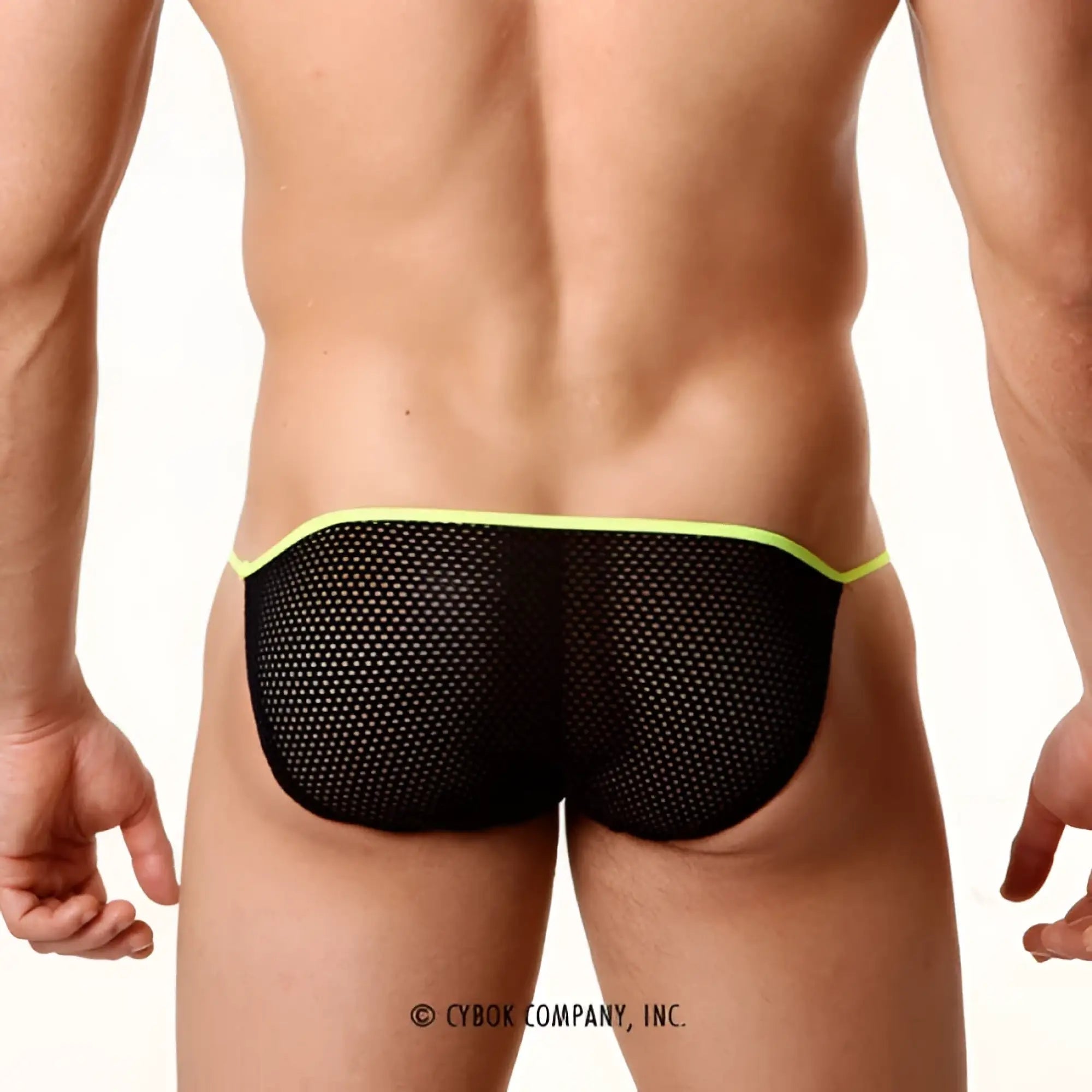 Black mesh briefs with neon green trim from metromalewear sheer fun bikini lime 5004-07 collection