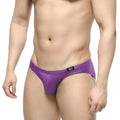 Purple metallic briefs metro male wear shine purple bikini 5103-m19 with sleek fit and black logo on waistband