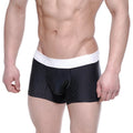 Black pinstripe briefs with white elastic waistband metroMalewear short boxer lucas 7인치 2022-43 front view
