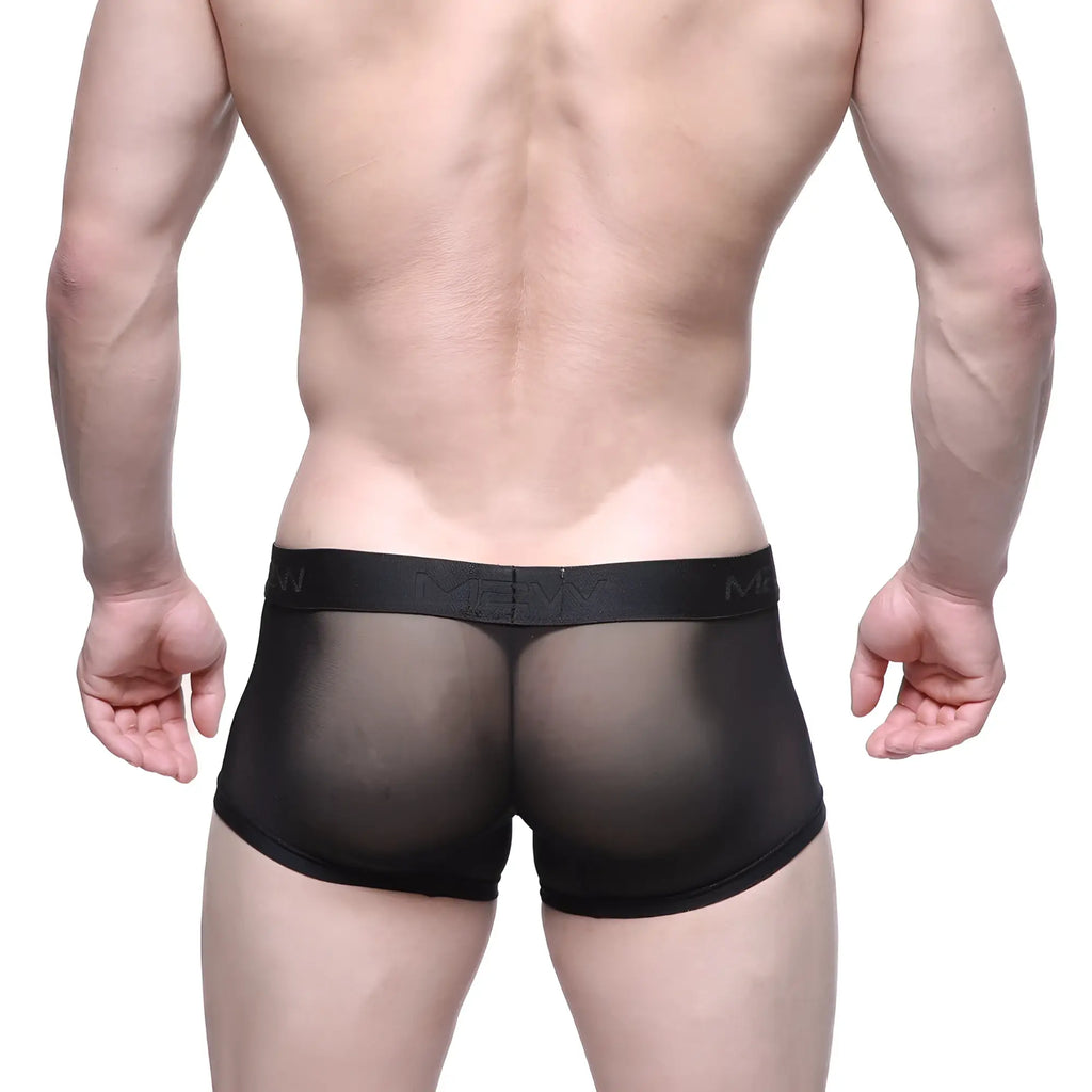 Black mesh briefs with a solid black elastic waistband featuring the men logo metroMaleWear short boxer naked 7 2022-70