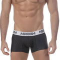 MetroMaleWear short boxer Supremo 7 inch black and white pinstripe boxer briefs with branded elastic waistband