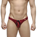 MetroMalewear silicon swim bikini burgundy red mesh swim trunks with black drawstring ties for swimming