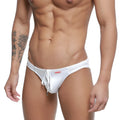 White silicon swim bikini with drawstring waistband and small red MetroMaleWear brand tag for metro 4955-00 model