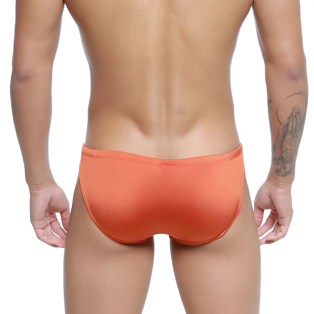 Orange textured briefs metroMalewear silicon swim bikini ochre designed for swimming and beachwear use