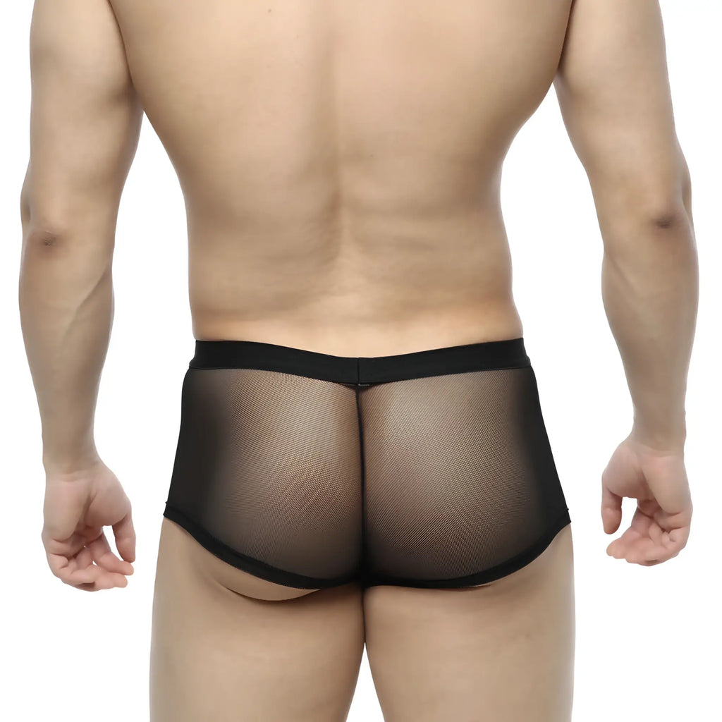 MetroMaleWear simple trunk black 1033-20 black mesh briefs with solid black waistband for comfortable daily wear