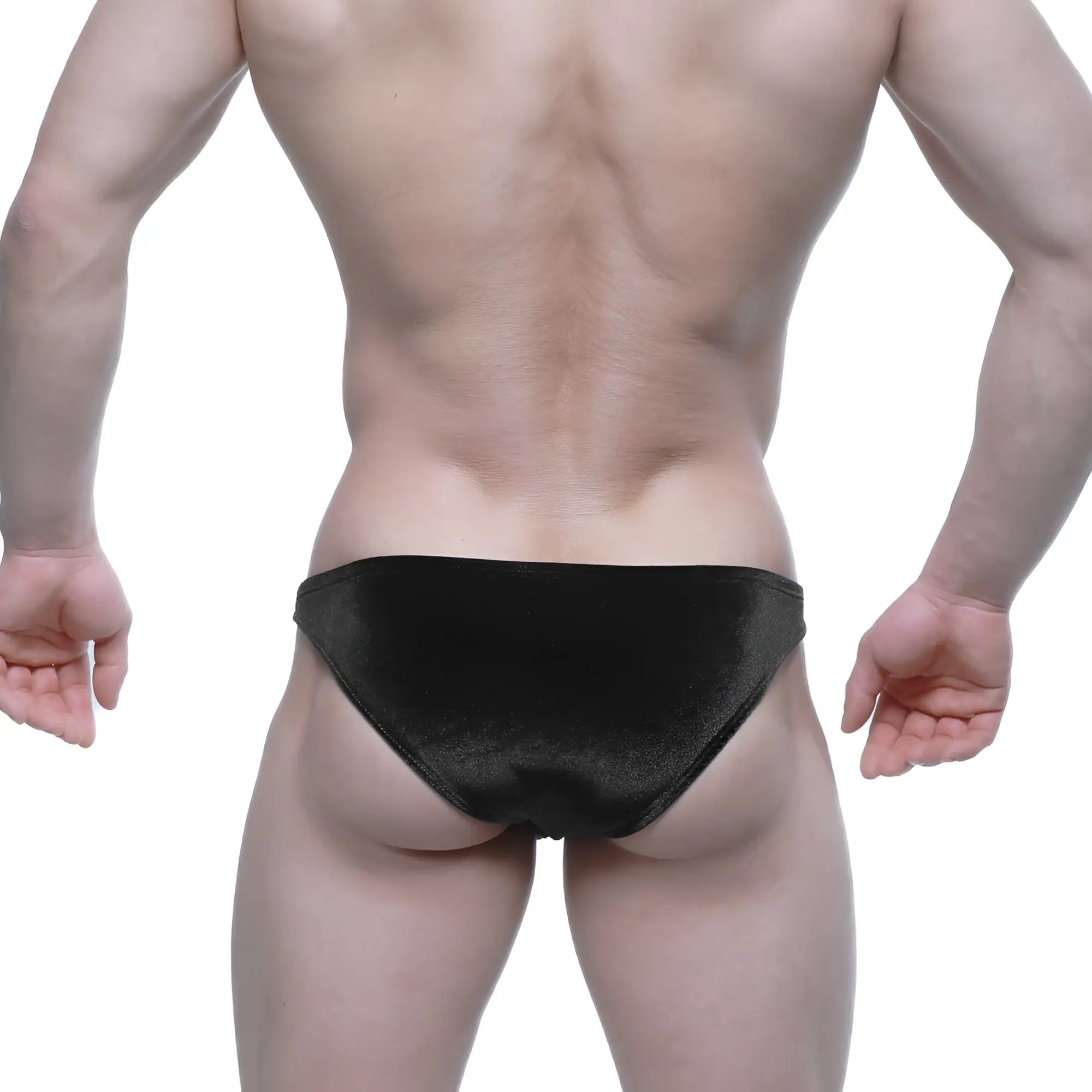 Black velvet briefs with a subtle textured pattern from MetroMaleWear Sindbad Bikini Black 6003-50 collection