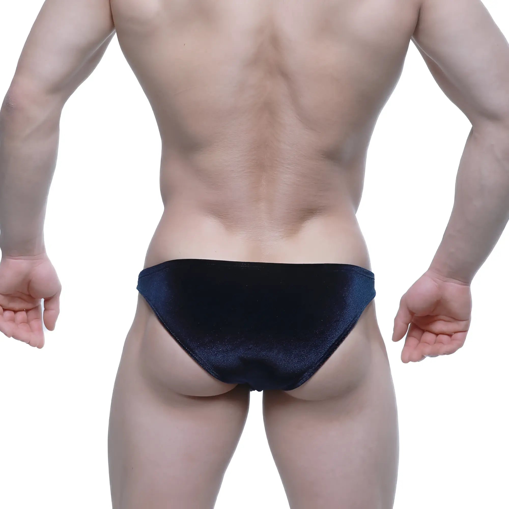 Metro male wear sindbad bikini navy 6003-52 black velvet briefs front view with soft fabric and sleek design