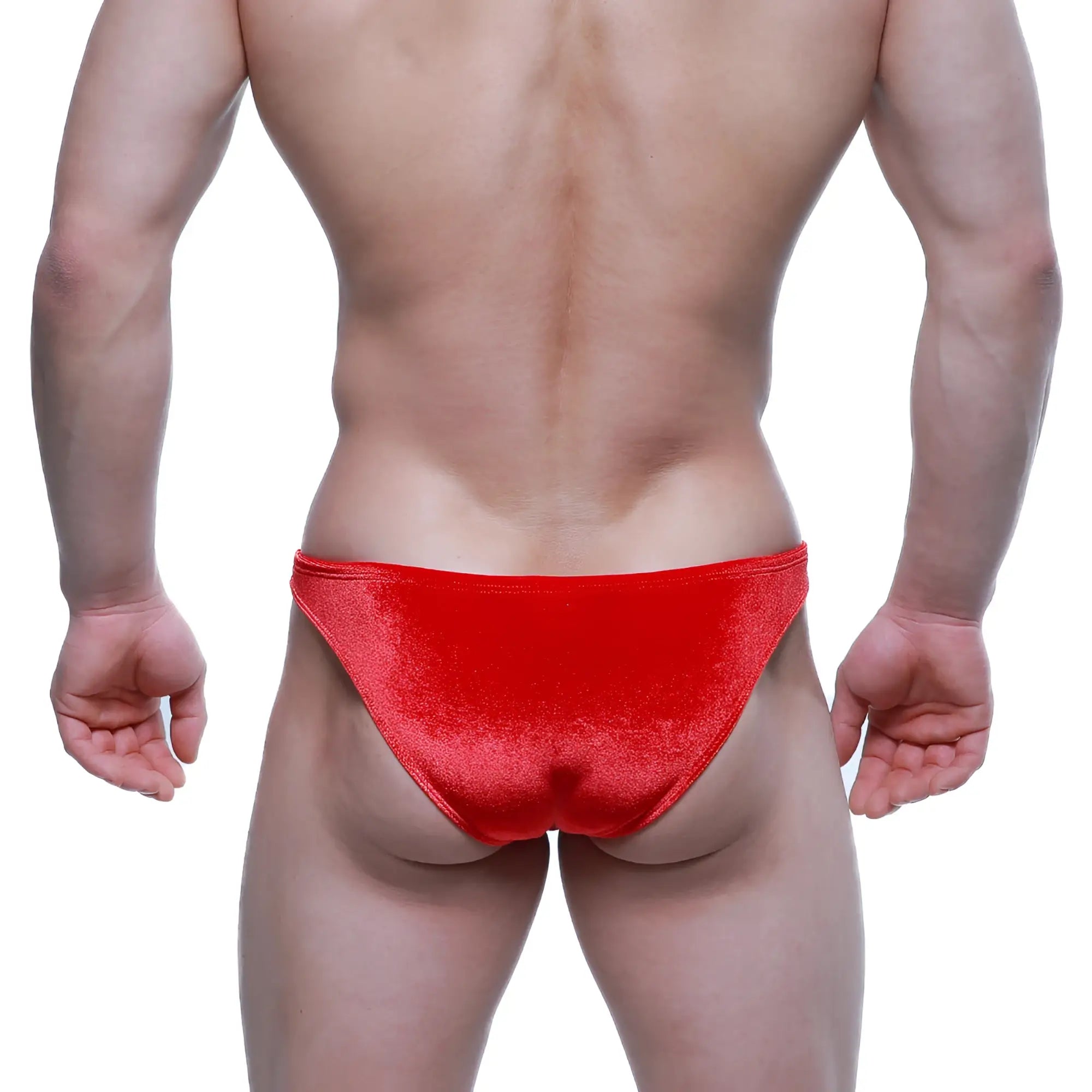 Red velvet briefs from metromalewear sindbad bikini 6003-51 showcasing soft fabric and vibrant color