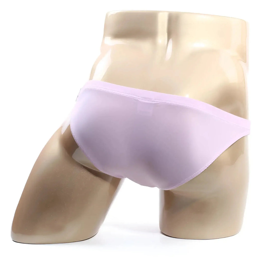 MetroMalewear slim bikini pink 3604-04 soft lavender sheer mesh brief displayed on a mannequin front view