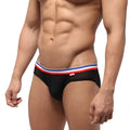 MetroMaleWear slim fit hip brief black lace with red white and blue striped waistband for stylish comfort
