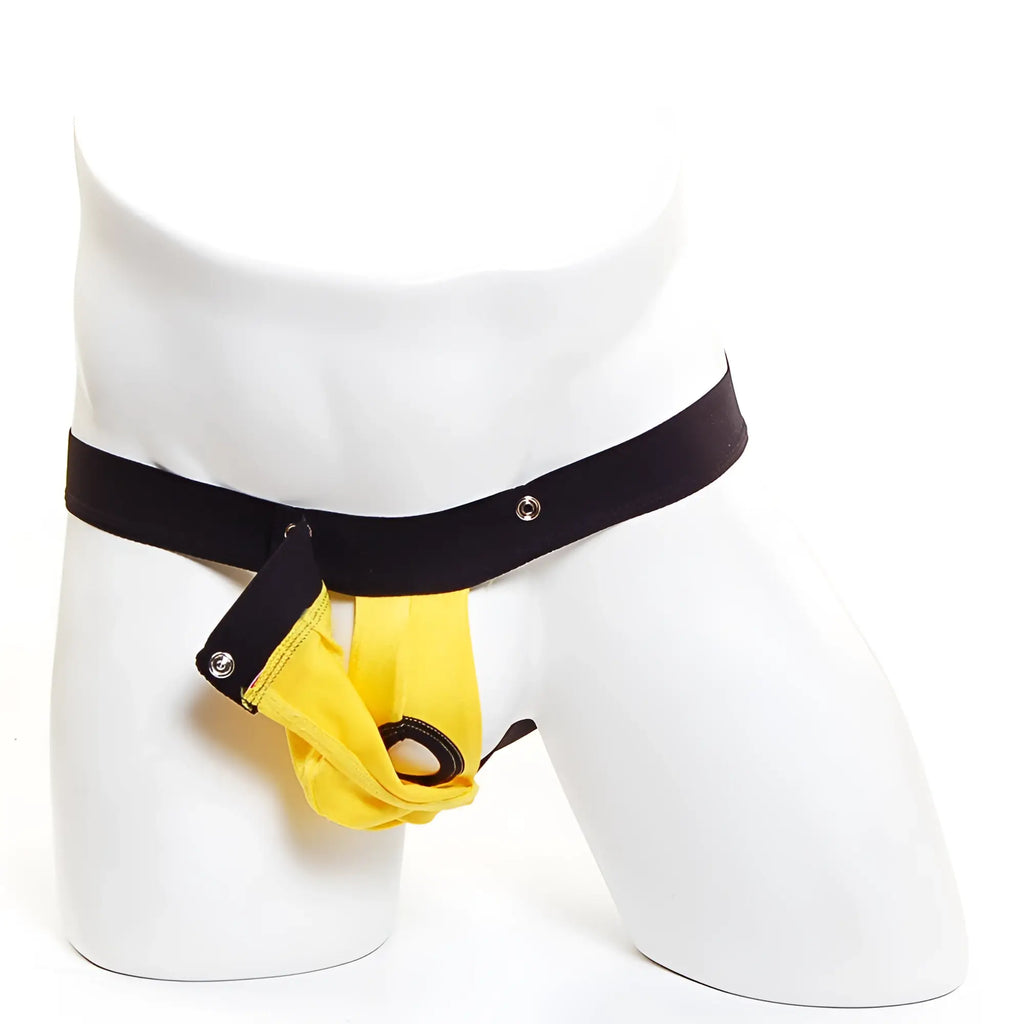 Yellow and black metroMalewear snap jock strap mango 2211-15 athletic briefs with wide elastic waistband