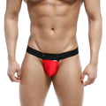Red and black metro male wear snap jock strap 2211-12 athletic briefs with snug fit and bold front panel