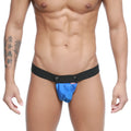 Blue mesh briefs with black elastic waistband metroMaleWear snap jock strap royal 2211-18 front view
