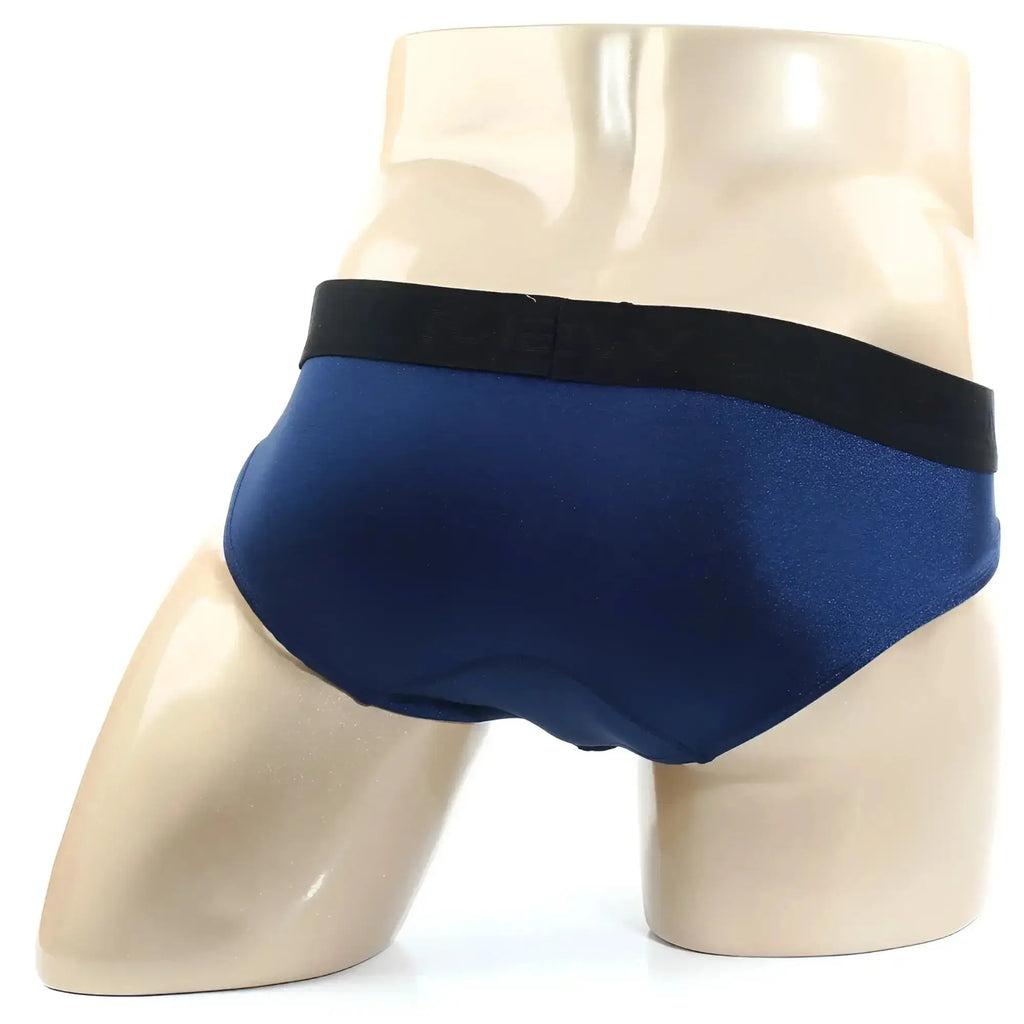 Navy blue metro malewear spark brief with black elastic waistband designed for comfortable daily wear