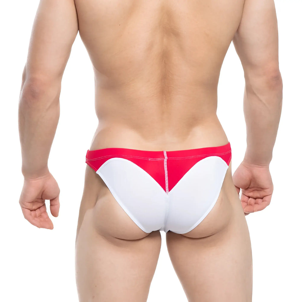 MetroMaleWear splash swim bikini blue 4989-18 featuring red and white heart-shaped swim trunks design
