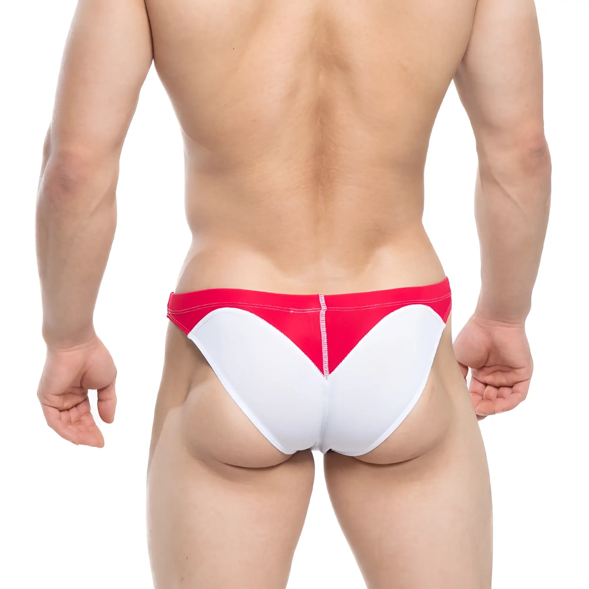 MetroMaleWear splash swim bikini blue 4989-18 featuring red and white heart-shaped swim trunks design