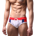 MetroMaleWear sport swim brief navy red white and navy blue with red waistband and white drawstring
