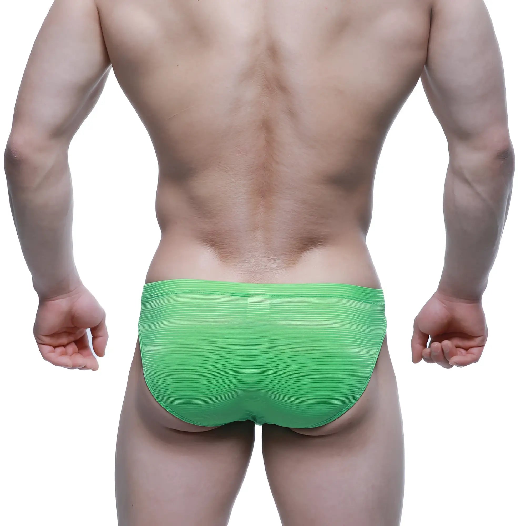 Metro male wear sprout bikini 5103-m27 bright green sheer mesh briefs with ribbed texture