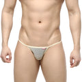Beige mesh thong with elastic waistband and small red tag from metromalewear string bikini nude 2005-76