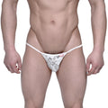 White lace thong with delicate floral pattern and thin elastic waistband from metromalewear string bikini 2005-70