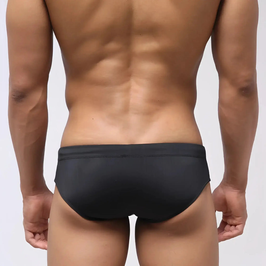 Black metroMalewear stripe swim bikini 4917-40 swim trunks with smooth form-fitting design
