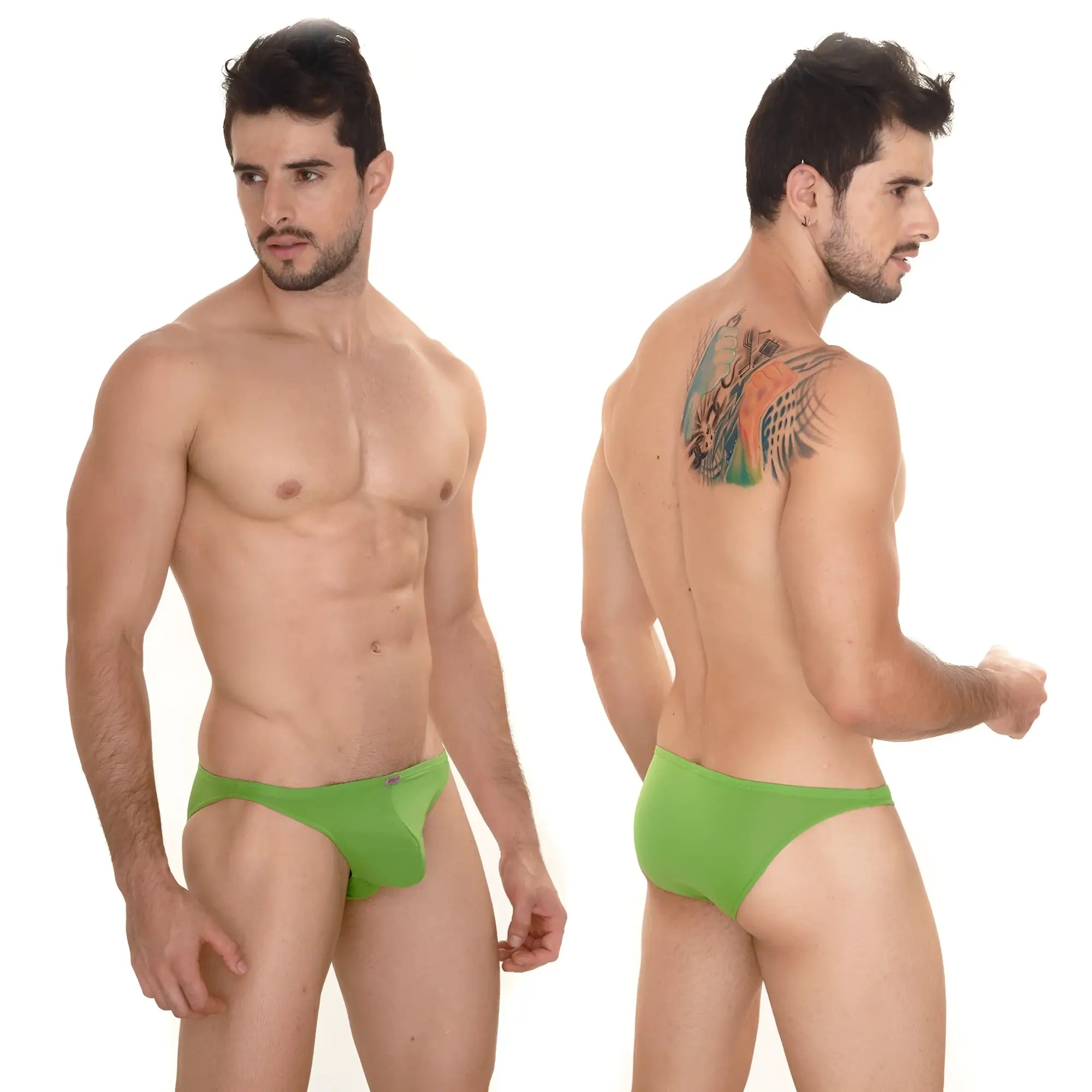 MetroMaleWear sunbathing bikini green 2004-17 bright green form-fitting briefs ideal for sunbathing and beachwear