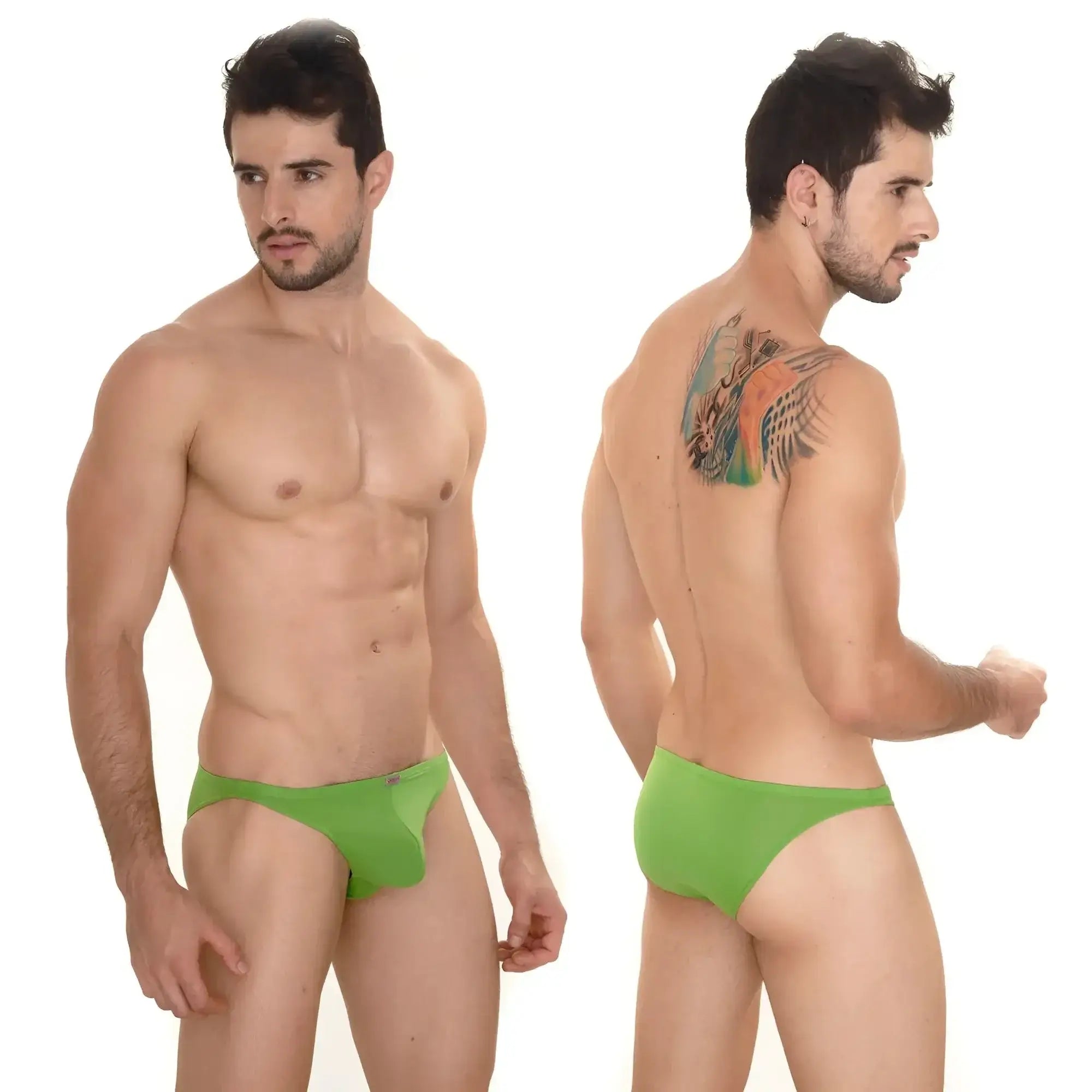 MetroMaleWear sunbathing bikini green 2004-17 bright green form-fitting briefs ideal for sunbathing and beachwear