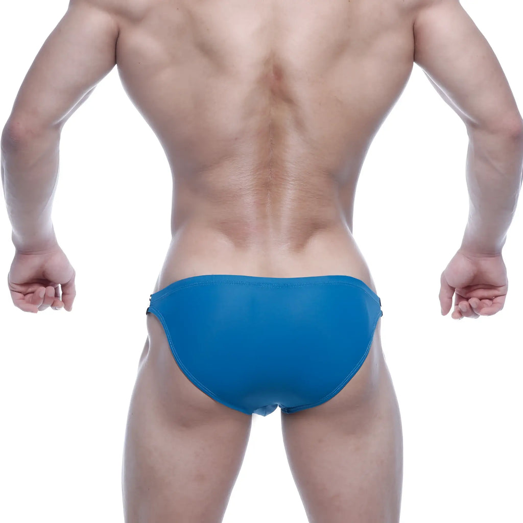 Blue metro male wear sup bikini petrol swim trunks with a smooth form fitting design for active water use