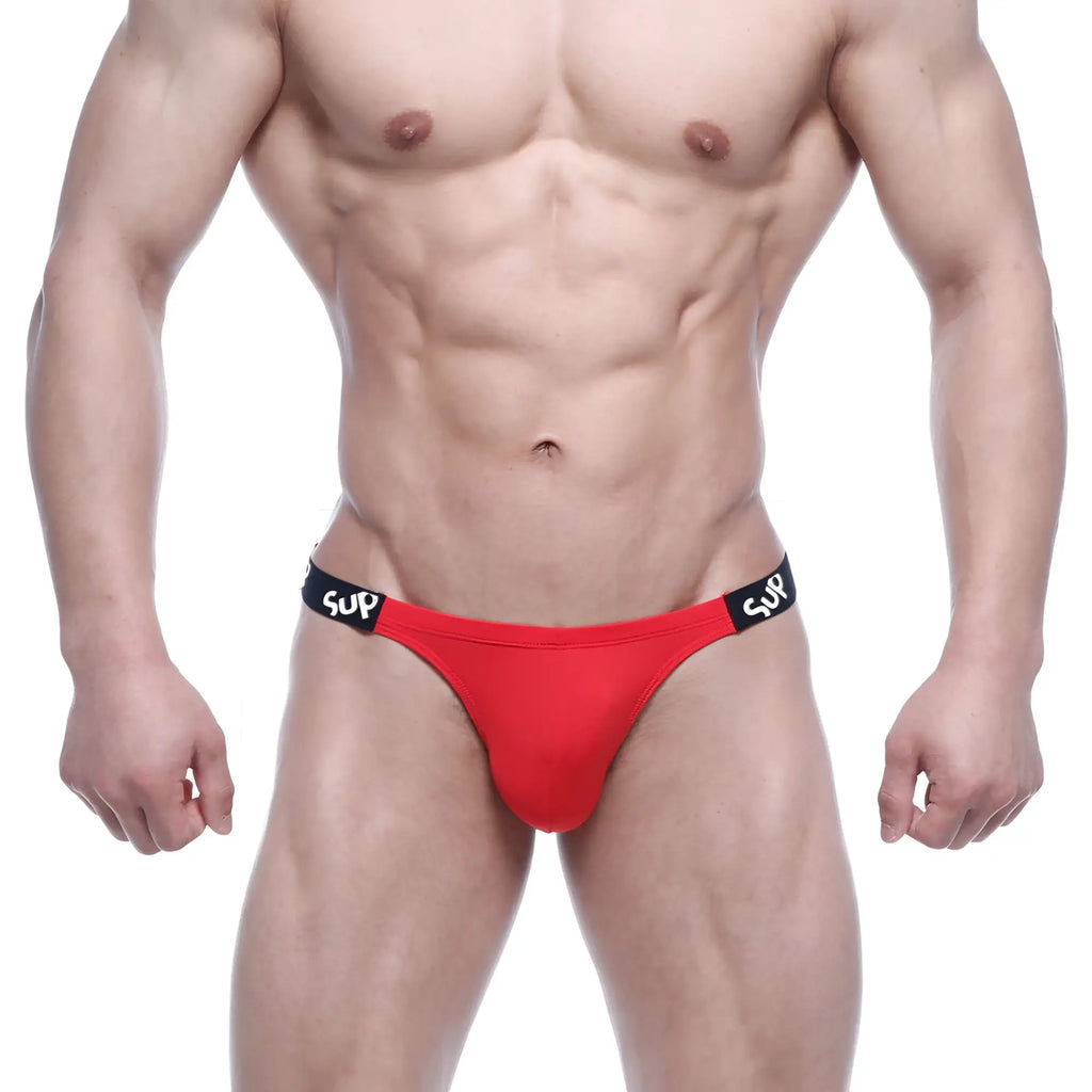 Metro male wear sup bikini valentine red athletic briefs with black waistband and white sup branding