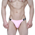 Pink athletic briefs with black elastic waistband and white sup branding from MetroMaleWear SUP Thong Baby Pink 3602-02