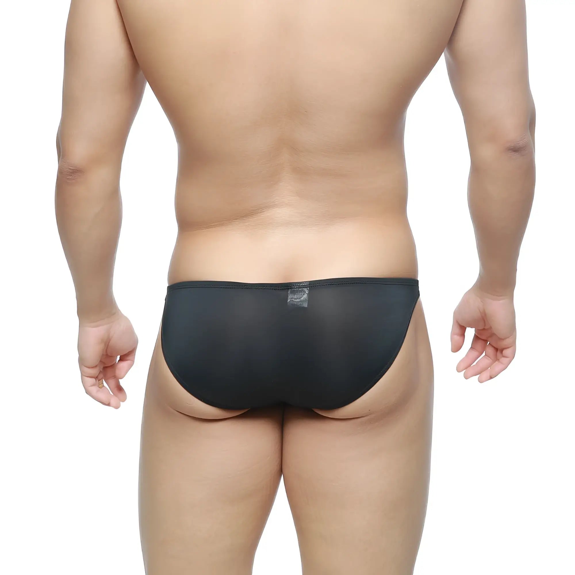 MetroMaleWear super lowrise bikini black 6115-20 black sheer mesh briefs showing front view