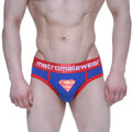 MetroMaleWear Superman brief 6125-18 in blue and red with a yellow S logo on front for comfortable everyday wear