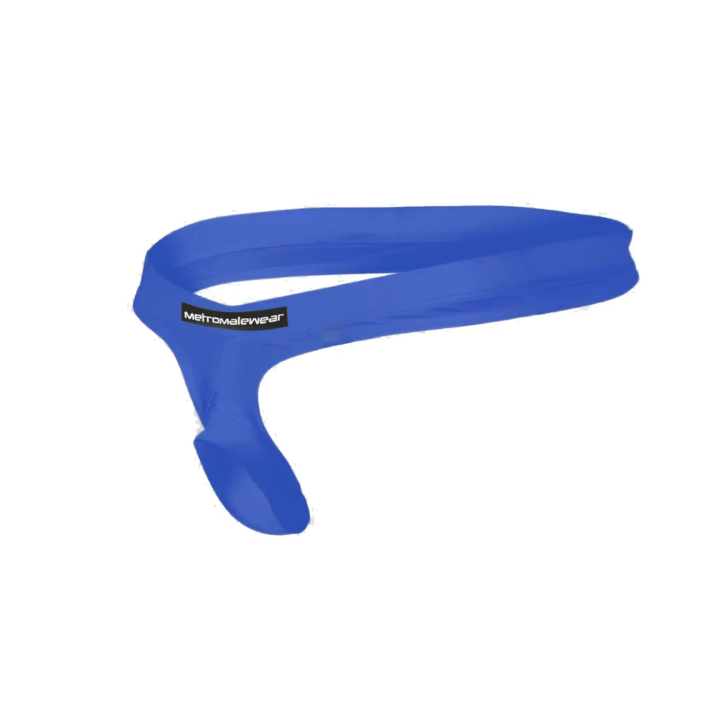 Bright blue sleek form-fitting headband with subtle metromalewear logo tag from MetroMaleWear Suspensory royal blue 0003-18