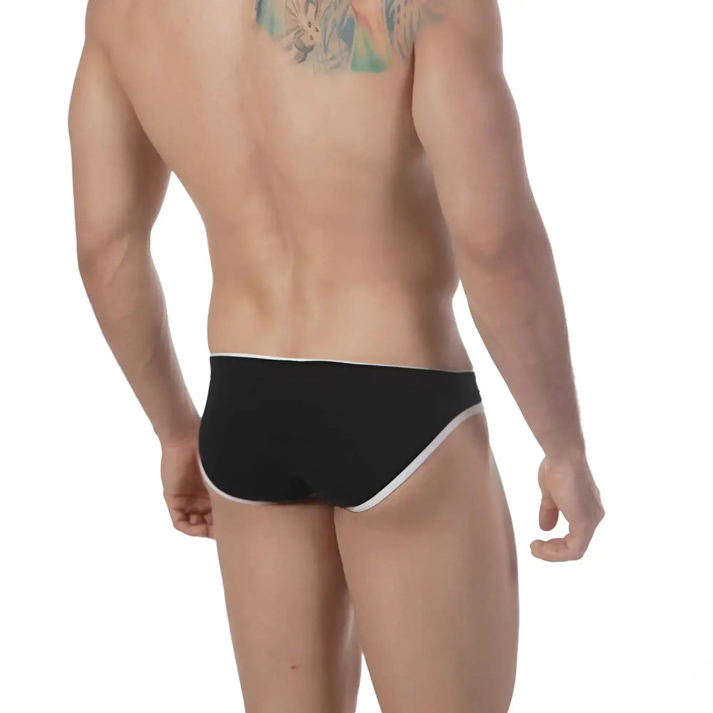 Metro male wear terrace hip brief black 3106-20 black briefs with white trim in breathable fabric for everyday comfort
