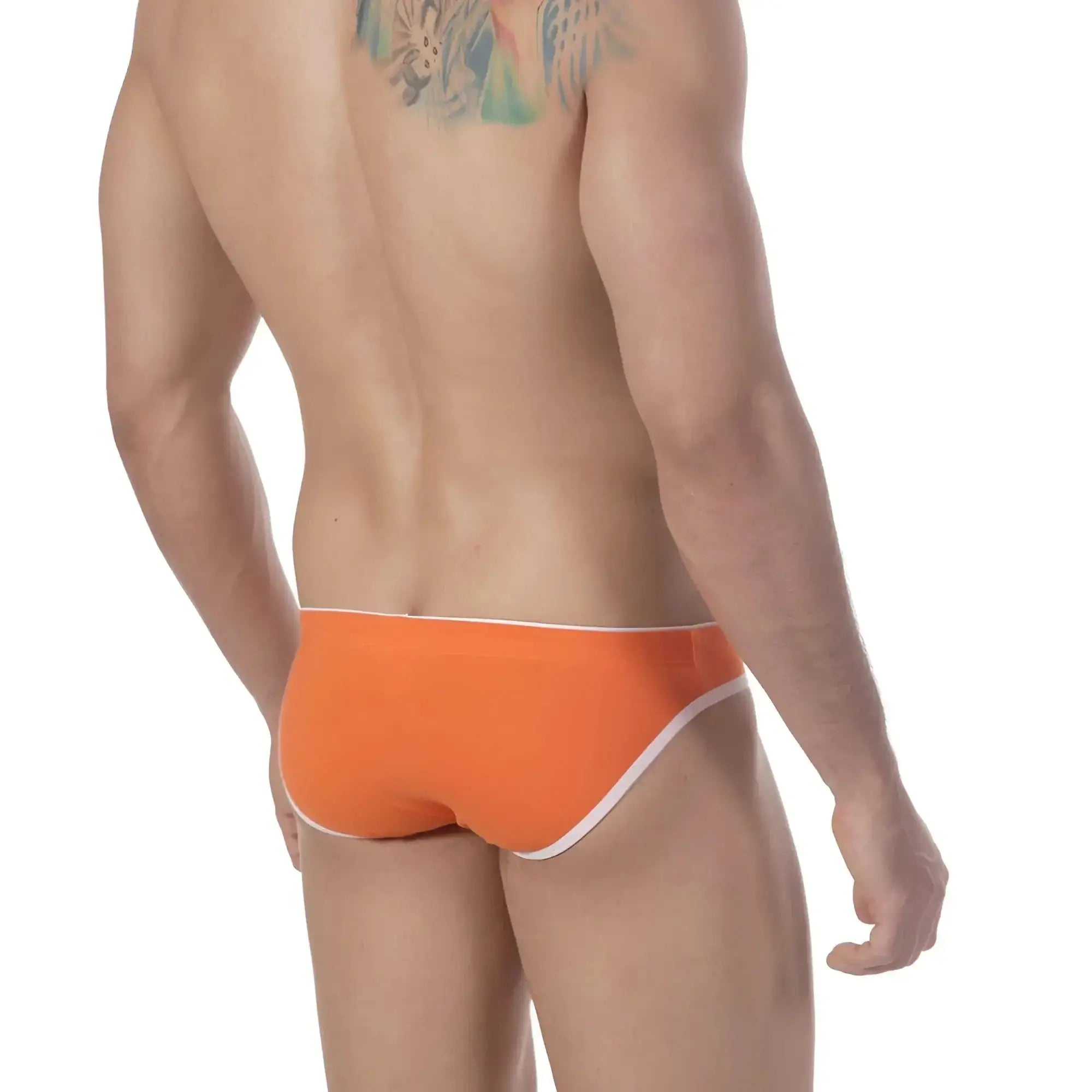 Metro male wear terrace hip brief orange 3106-14 with white trim in soft breathable fabric for daily comfort