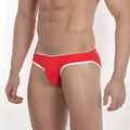 Red briefs with white trim from metromalewear terrace hip brief red 3106-12 in comfortable fabric
