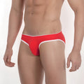 Red briefs with white trim from metromalewear terrace hip brief red 3106-12 in comfortable fabric