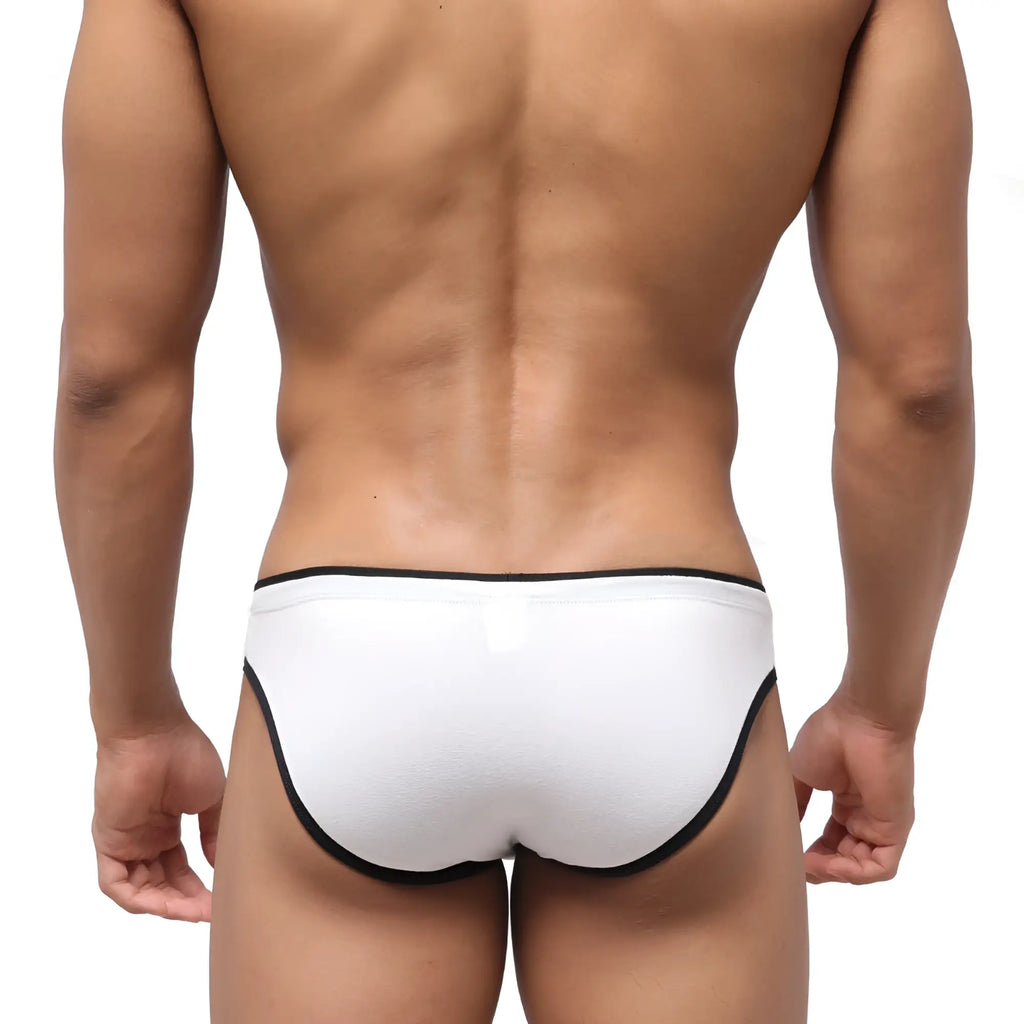 White briefs with black trim metro male wear terrace hip brief white 3106-00 in comfortable cotton blend