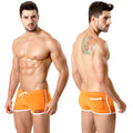 MetroMaleWear terry short orange athletic shorts with white trim and a small side logo for activewear use