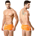 MetroMaleWear terry short orange athletic shorts with white trim and a small side logo for activewear use