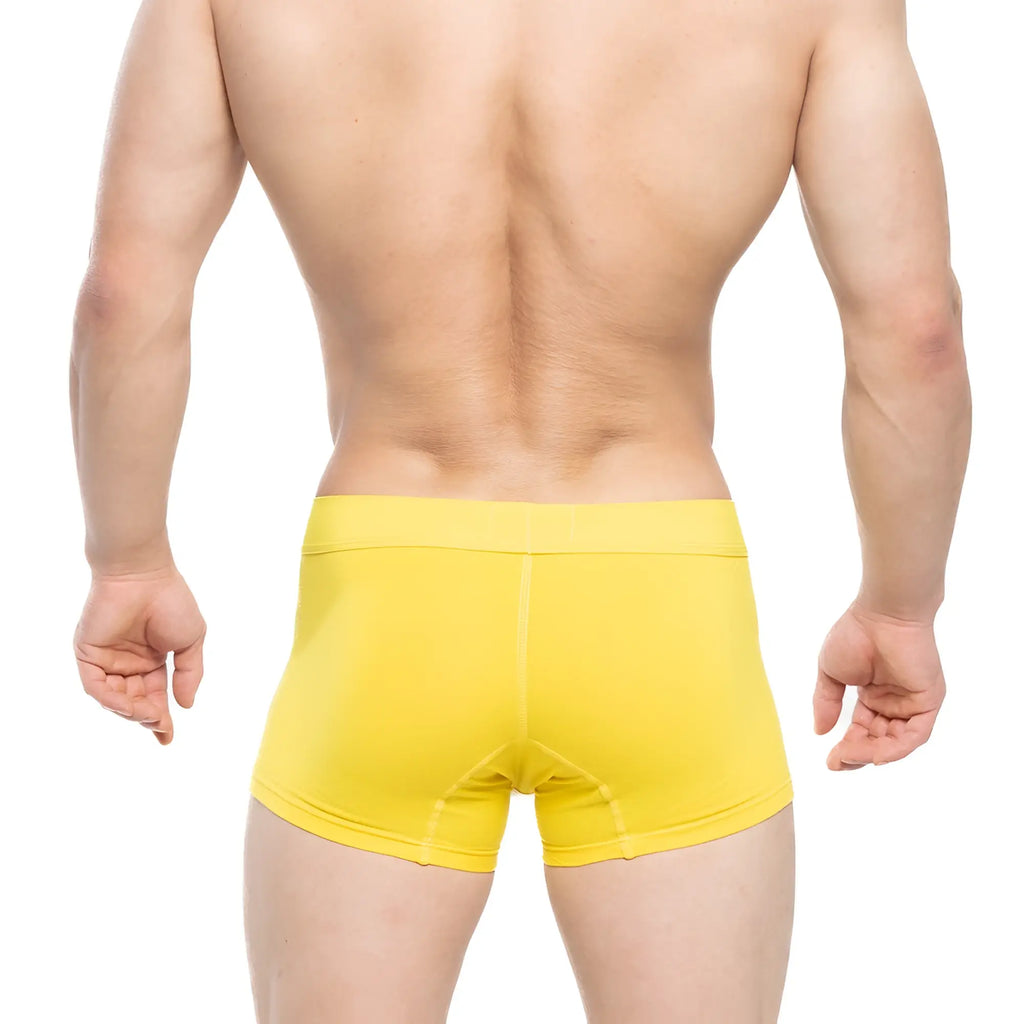 Metro male wear tesoro short boxer 7 inch bright yellow briefs with smooth form fitting fabric and solid color design