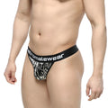 Black and white zebra-print men’s briefs with branded waistband from MetroMaleWear tiger thong 2912-61 collection