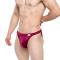 MetroMaleWear Torres swim bikini burgundy satin brief with narrow waistband and small rectangular brand tag