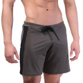 Dark gray metroMalewear trainer shorts with black side panels and drawstring waistband for athletic use