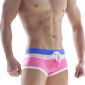 MetroMaleWear Trio swim trunk pink II 4913-01 pink and blue striped swim trunks with white drawstring for men