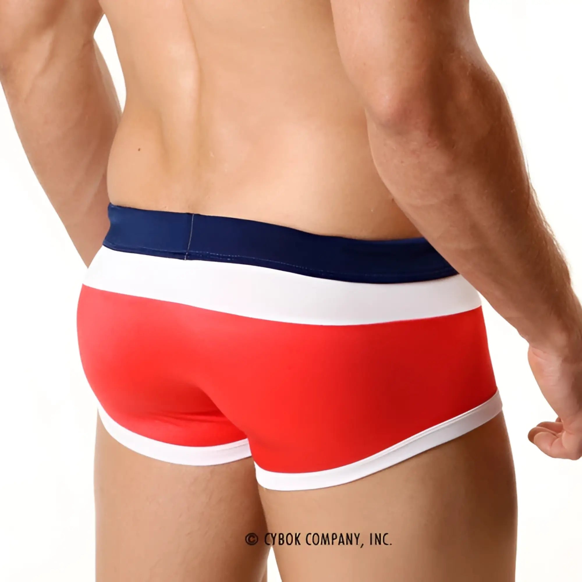 MetroMaleWear trio swim trunk red 4913-12 snug fit briefs with red white and navy blue stripes for swimming